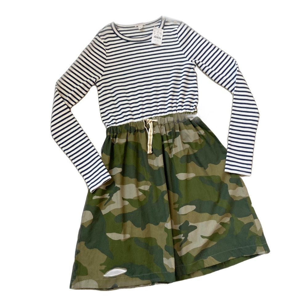 🎉Host Pick🎉 NWT Crewcuts Camo/Navy Striped Dress XL 12-14